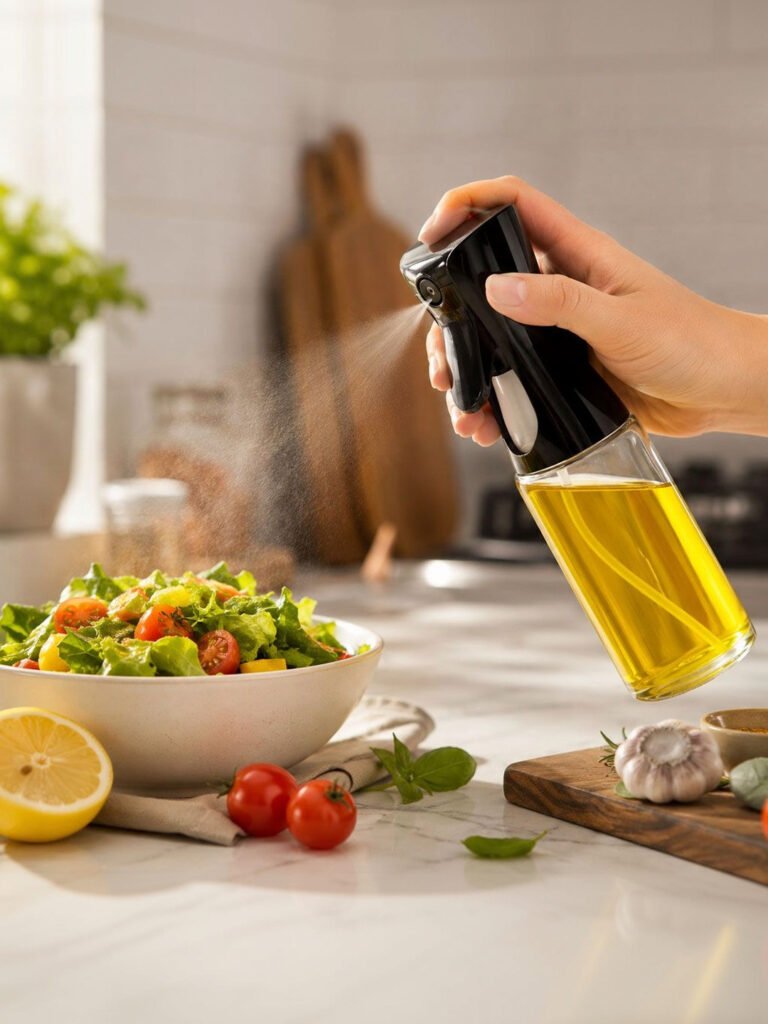 Adbeni Transparent & Black Glass Oil Sprayer Dispenser - 250 ml