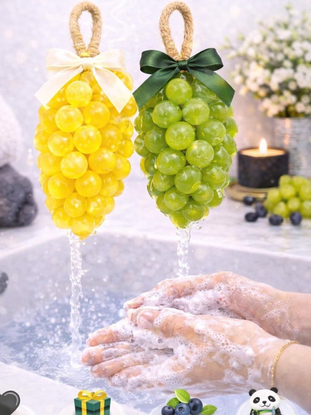 SUNDARA Set Of 2 Grapes Shapes Hand Wash Soap - 100 g Each