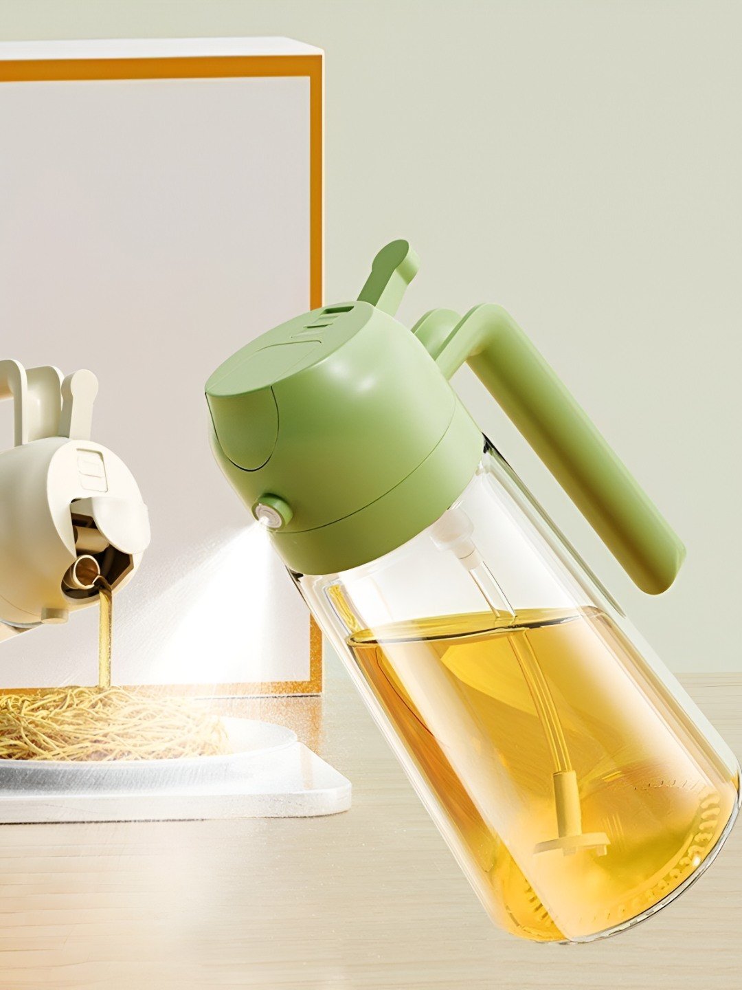 Virtuous Transparent 2 In 1 Glass Easy To Clean Oil Dispenser